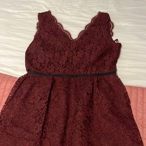 Size 8 Ann Taylor Loft Lace Dress - Burgundy